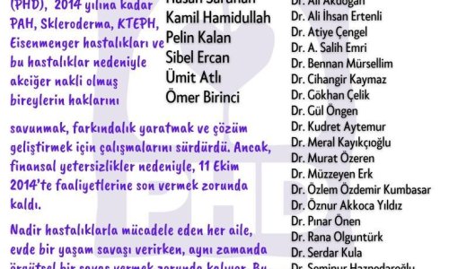 SSc'nin Tarihçesi -11.2- Türkiye'de Skleroderma Hasta Hareketi - Pulmoner Hipertansiyon Derneği (PHD, 2008-2014) - 2025.02.18