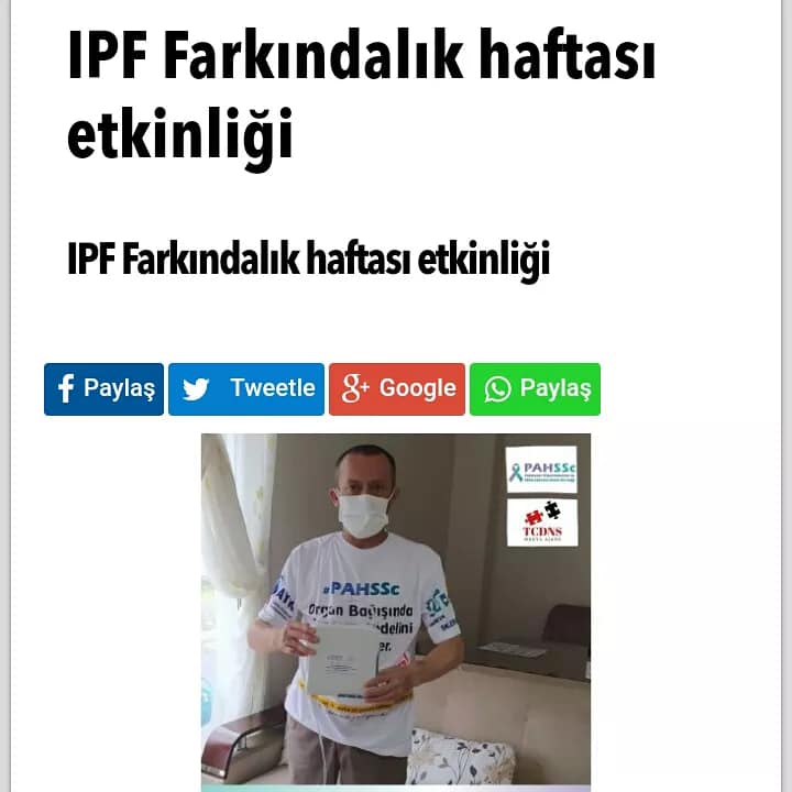 IPF Farkındalık haftası etkinliğimiz basında da yer aldı